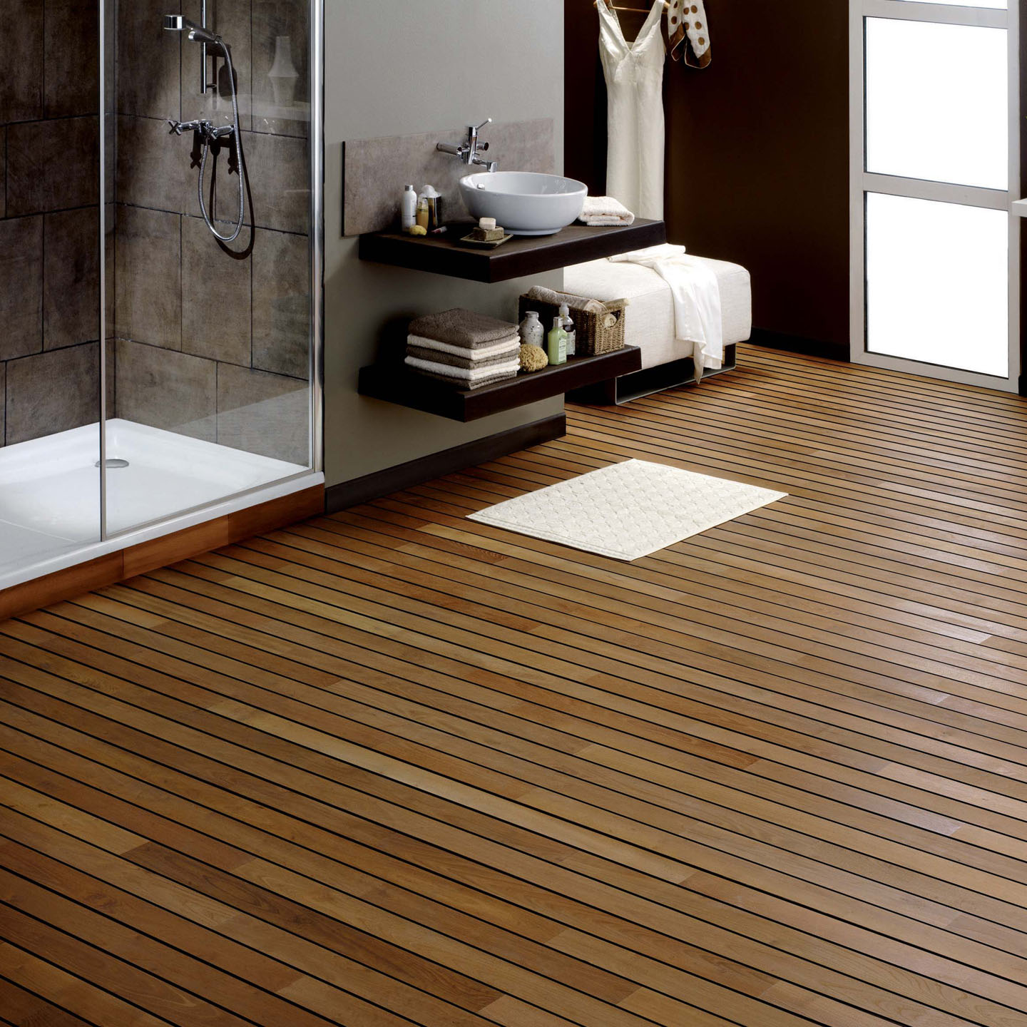 pavimento legno bagno